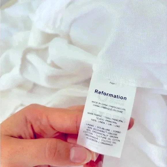 NWT Reformation Abigail White 100% Linen Puff Sleeve Prairie Blouse Top Size 10 - Picture 9 of 10